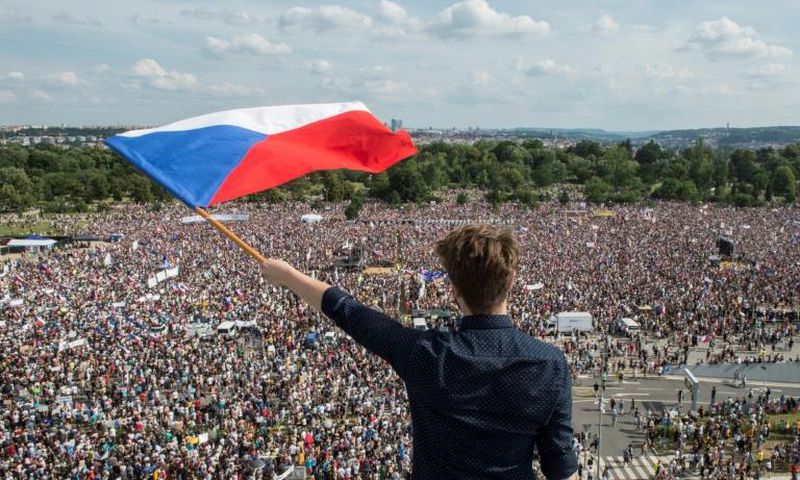 Organisers estimated that a quarter of a million protesters took to the streets of Prague