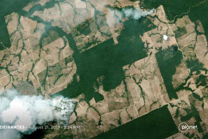 The rapid expansion of fires in the Brazilian rainforest (pictured August 21, 2019) is the result of a significant increase in deforestation