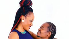 Jua Cali and his wife Lilly Asigo. Jua Cali's wife has clapped back at haters of her husband