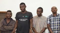 From left: Mnyika Maganga, Fredrick Gitari, Stephen Malenya and Mohamed Bwika at the Mombasa Court