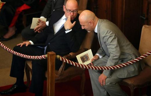 Prince Albert II of Monaco, left, with the principality's justice minister Laurent Anselmi, whose dismissal was announced Tuesday