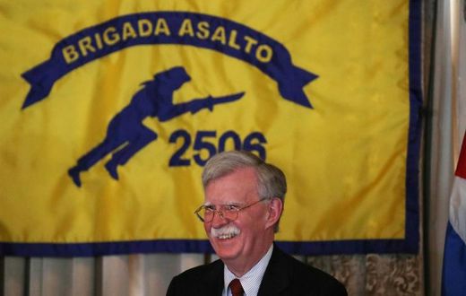 John Bolton, then the national security advisor, in April 2019 addresses veterans of the failed CIA-backed Bay of Pigs invasion of Cuba