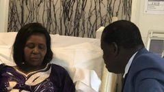Former PM Raila Odinga visits Bomet Governor Joyce Laboso at London hospital during UK tour. Bomet Governor Joyce Laboso moved from London to India for specialized treatment
