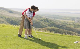 Actor Michael Peña Golfs with His 10-Year-Old Son