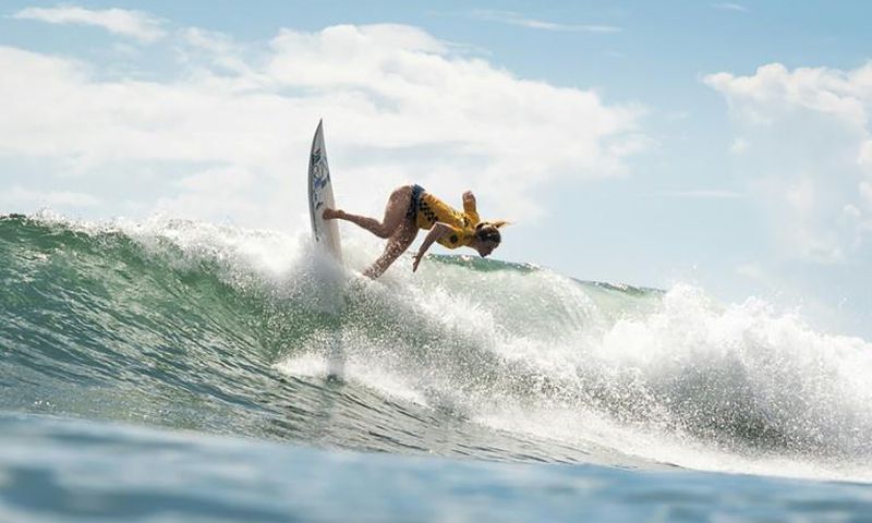 Bianca Buitendag rides a wave during the ISA World Surfing Games at Kisakihama Beach in Miyazaki