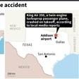 Map of Texas locating the site of a plane crash that left 10 people dead