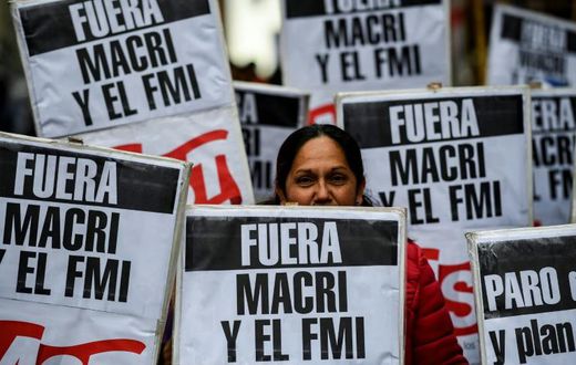 People protest in Buenos Aires in August 2019 against President Mauricio Macri's economic policies