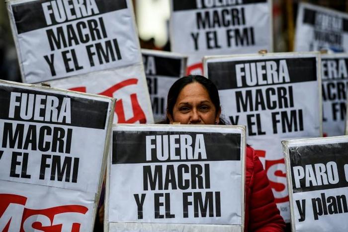 People protest in Buenos Aires in August 2019 against President Mauricio Macri's economic policies