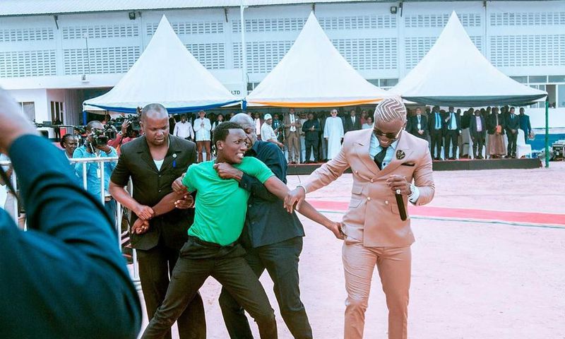 Harmonize speaks after fan dramatically disrupted his performance for Magufuli