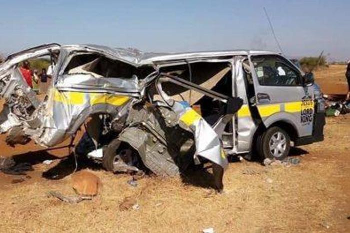 File image of the mangled wreck of a matatu which was involved in a road accident with a lorry near Masimba market in Kajiado County in March