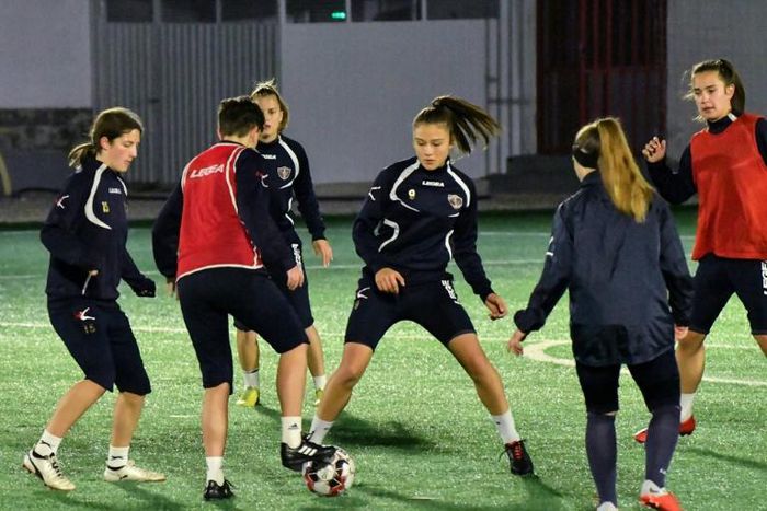 Emina players train in Mostar - in conservative Bosnia, football is still very much seen as a men's game