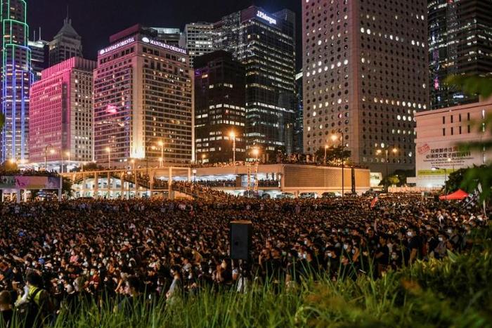 Thousands packed into a square on Hong Kong's main island to hear from arrested activists