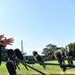 US President Donald Trump speaks to the press on the South Lawn of the White House before departing in Washington, DC on August 9, 2019.US President Donald Trump departed the White House for fundraisers in New York before going to his summer holidays i...