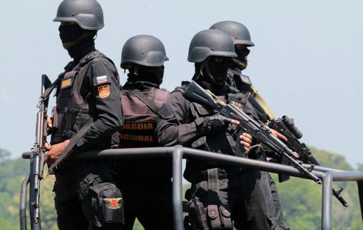 Members of Venezuela's armed forces take part in a military exercise at Garcia Hevia airport in La Fria, Tachira state