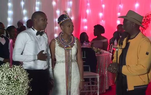 The bride and the groomat the reception