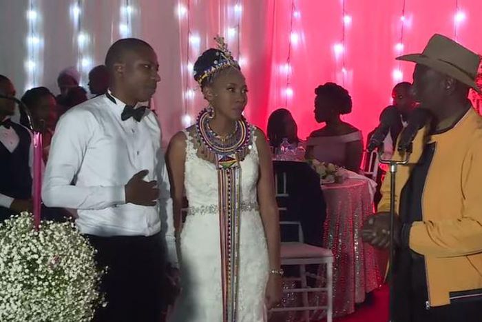 The bride and the groomat the reception