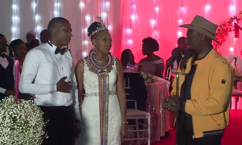 The bride and the groomat the reception