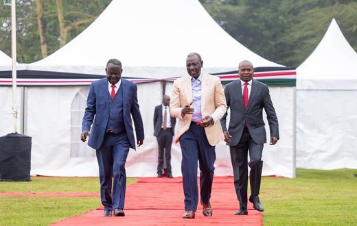 President William Ruto, ODM leader Raila Odinga and Deputy President Kithure Kindiki