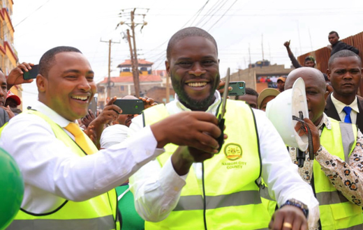 Nairobi Governor Johnson Sakaja with Deonysias Mwangi Waithira, the MCA for Githurai Ward
