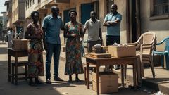 AI-generated image depicting an evicted family