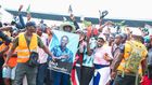 Thousands turn up at Mamboleo grounds to view the body of former Prime Minister Raila Odinga