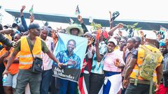 Thousands turn up at Mamboleo grounds to view the body of former Prime Minister Raila Odinga