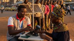 An AI generated image of a person collecting data