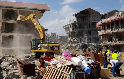 One of the demolished buildings in Nyama Villa