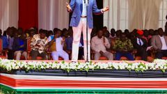 President William Ruto speaking during a church service at Cheptais Boys High School, Mt Elgon Constituency, Bungoma County on January 19, 2025