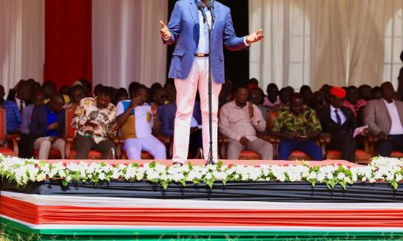 President William Ruto speaking during a church service at Cheptais Boys High School, Mt Elgon Constituency, Bungoma County on January 19, 2025
