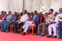 President William Ruto in the company of other leaders during a church service at Cheptais Boys High School, Mt Elgon Constituency, Bungoma County on January 19, 2025