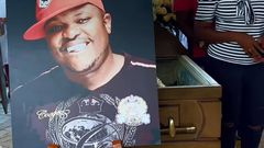 An image and casket of the late Xavier Jerry Nato