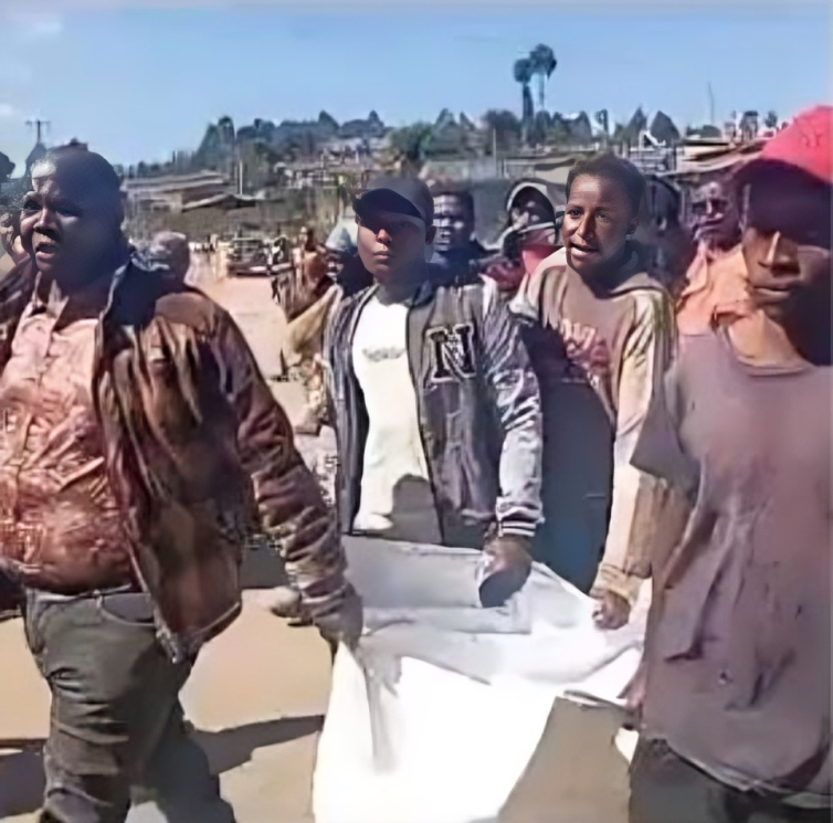 A screengrab image of protests along Njoro-Molo Road following the murder of activist Richard Otieno who was popularly known as Molo President
