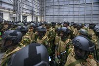 Interior Cabinet Secretary Kipchumba Murkomen flagging off the third contingent of 217 officers at JKIA in Nairobi on Saturday, January 18, 2025.