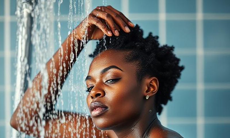 An-AI generated image depicting a woman having a shower