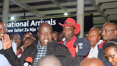Former Interior CS Fred Matiang'i arriving at the JKIA April 17, 2025