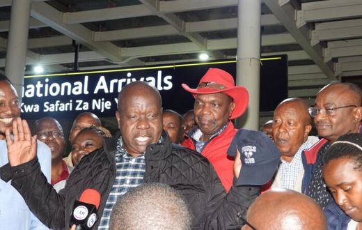 Former Interior CS Fred Matiang'i arriving at the JKIA April 17, 2025