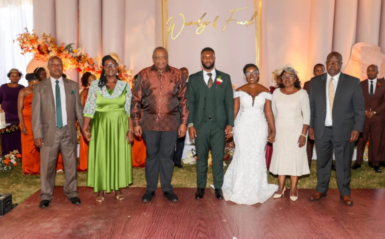 Retired President Uhuru Kenyatta and other guests during the wedding of Fred Matiang'i's daughter, Wendy Bochere Okongo on December 27, 2024
