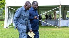 File image of former Prime Minister Raila Odinga with President William Ruto