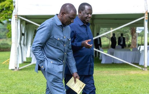 File image of former Prime Minister Raila Odinga with President William Ruto