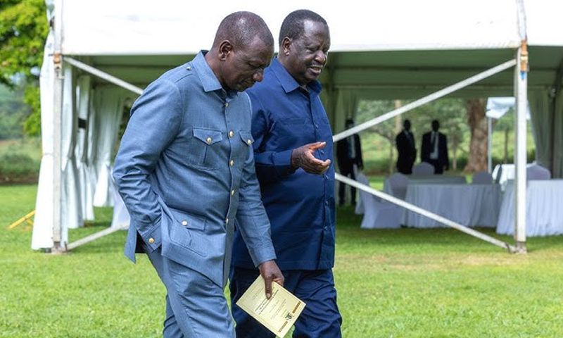 File image of former Prime Minister Raila Odinga with President William Ruto