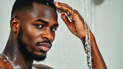 An-AI generated image depicting a man having a shower