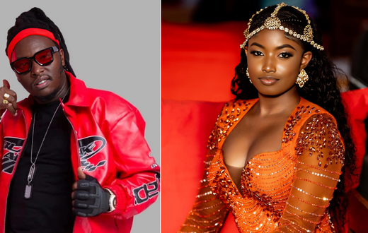 A collage of Shatta Bway and Claudia Naisabwa