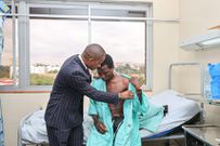 Embakasi East MP Babu Owino when he visited a protestor who was injured at the Tuesday Maandamano at the Kenyatta National Hospital