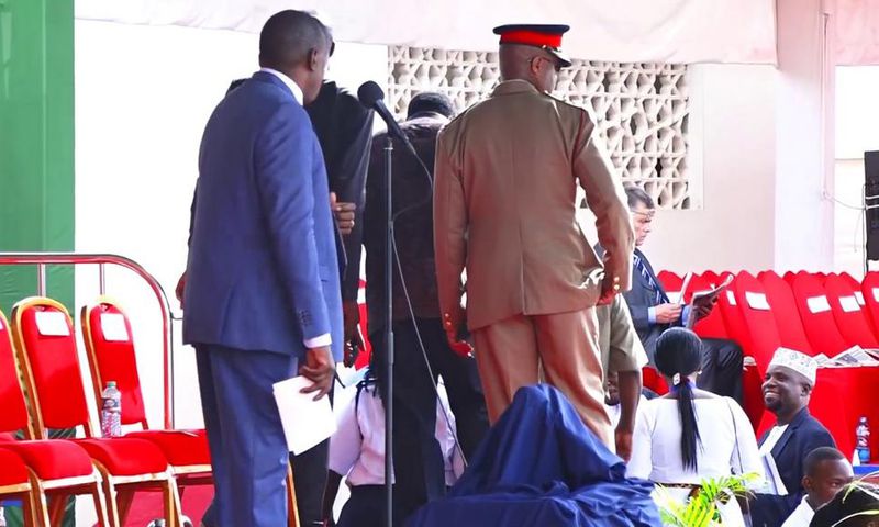 Kiambu governor Ferdinand Waititu escorted out during Mashujaa Day celebrations