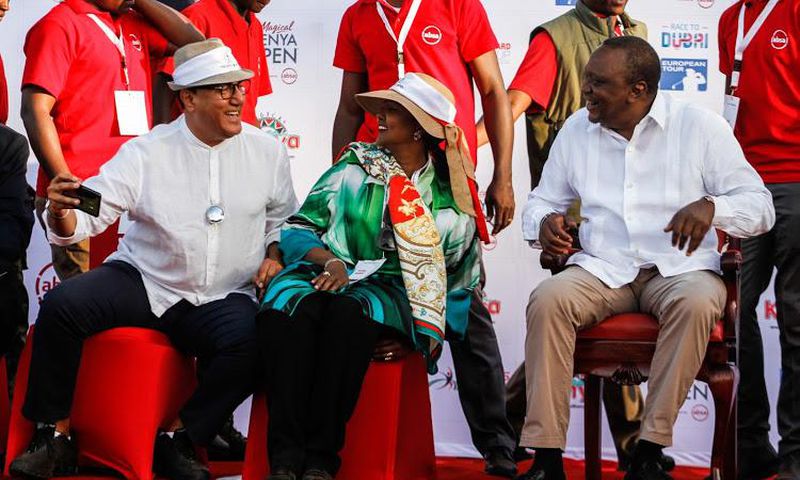 President Uhur Kenyatta with CSs Amina Mohamed and Najib Balala