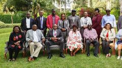 File image of a section of Tangatanga MPs at Mathira MP Rigathi Gachagua's home after President Uhuru Kenyatta’s meeting at Sagana State Lodge in Nyeri. Moses Kuria has announced that at least 200 MPs will meet in Naivasha tonight