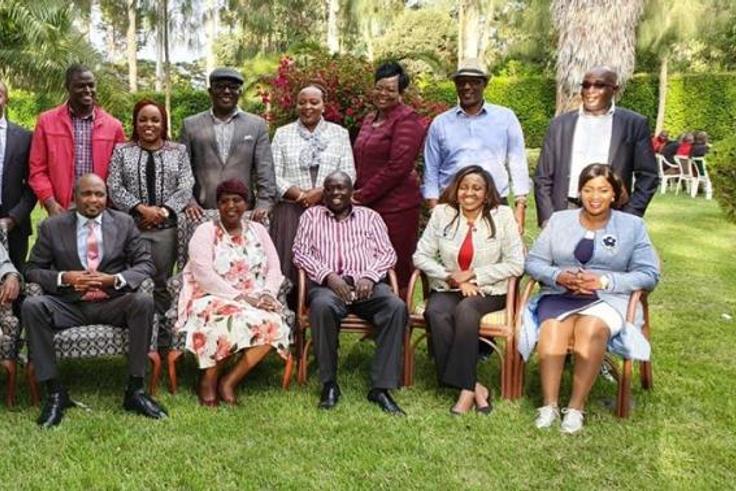 File image of a section of Tangatanga MPs at Mathira MP Rigathi Gachagua's home after President Uhuru Kenyatta’s meeting at Sagana State Lodge in Nyeri. Moses Kuria has announced that at least 200 MPs will meet in Naivasha tonight