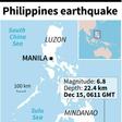 Map locating a 6.8 magnitude earthquake which hit the southern Philippines on Sunday.