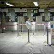 Closed ticket counters at the Gare Montparnasse train station in Paris, on the 29th day of a strike against the government's pensions overhaul